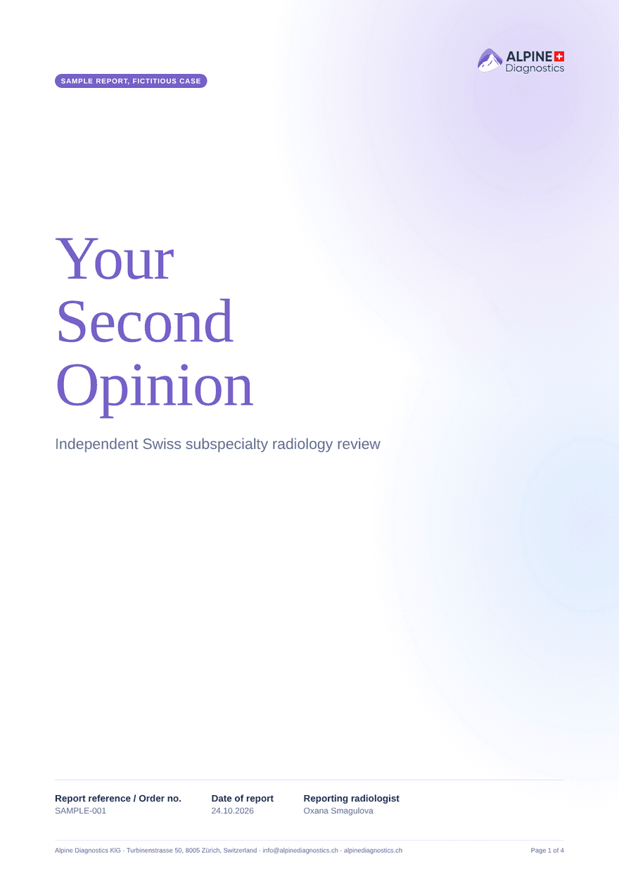 Sample report, cover page